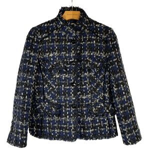 Crocodile Ladies Women's Size Small 95 Blue black white woven Blazer Jacket